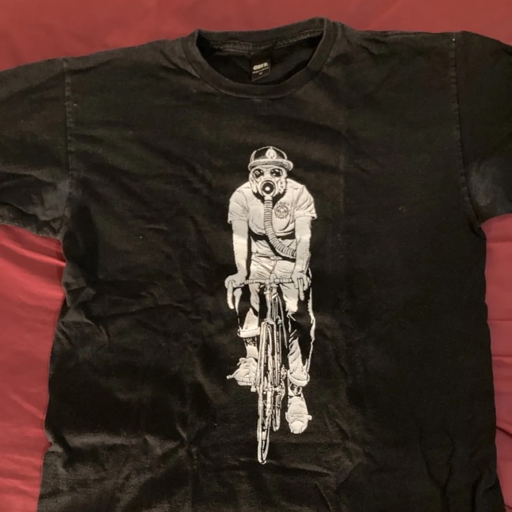 Mens Obey T Shirt Black Graphic White Mask Bike Medium